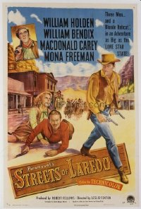 t477 STREETS OF LAREDO linen one-sheet movie poster '49 William Holden