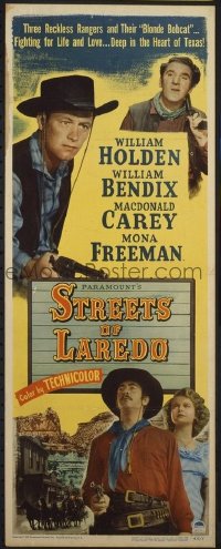 t481 STREETS OF LAREDO insert movie poster '49 William Holden