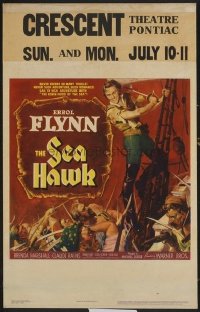 VHP7 047 SEA HAWK window card movie poster '40 Flynn as Robin Hood of the sea!