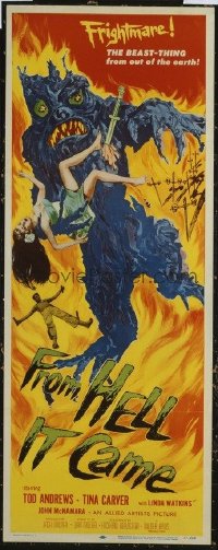 VHP7 401 FROM HELL IT CAME insert movie poster '57 tree monster w/girl!