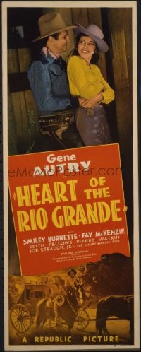 t129 HEART OF THE RIO GRANDE insert movie poster '42 Gene Autry sings
