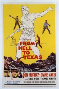 t343 FROM HELL TO TEXAS linen one-sheet movie poster '58 Don Murray, Varsi