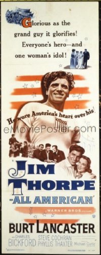3339 JIM THORPE ALL AMERICAN insert movie poster '51 Burt Lancaster