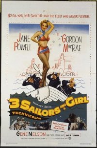 1501 3 SAILORS & A GIRL one-sheet movie poster '54 super sexy Jane Powell!