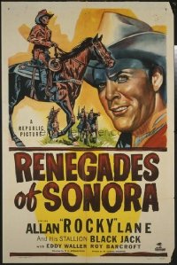 t301 RENEGADES OF SONORA linen one-sheet movie poster '48 Allan Rocky Lane