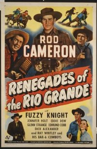 t143 RENEGADES OF THE RIO GRANDE linen one-sheet movie poster '45 Rod Cameron