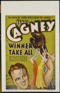 #145 WINNER TAKE ALL window card '32 James Cagney, boxing!!
