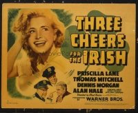 1354 THREE CHEERS FOR THE IRISH title lobby card '40 Priscilla Lane