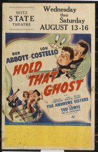 VHP7 098 HOLD THAT GHOST window card movie poster '41 Bud Abbott & Lou Costello!