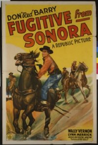 t299 FUGITIVE FROM SONORA linen one-sheet movie poster '43 Don Red Barry