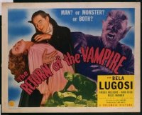 VHP7 090 RETURN OF THE VAMPIRE half-sheet movie poster '44 great Lugosi image!