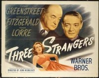 3420 THREE STRANGERS half-sheet movie poster '46 Sydney Greenstreet, Lorre