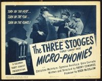 #173 MICRO-PHONIES title lobby card '45 3 Stooges, Moe, Larry, Curly!