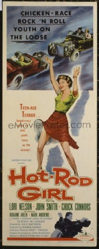 VHP7 446 HOT ROD GIRL insert movie poster '56 wild bad girl image!